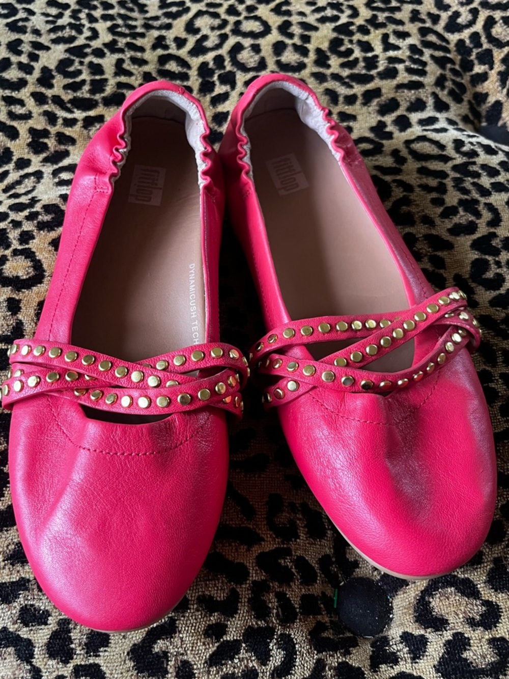 Fitflop Allegro Rockstud Strappy Leather Ballerina Maryjane Flats SZ 6